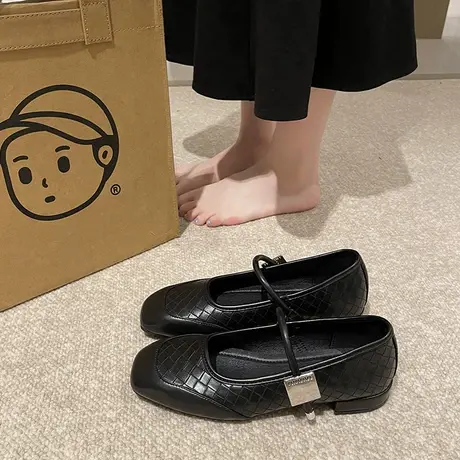 单鞋女2024春秋季新款小众平底鞋配裙子气质超火轻便防滑玛丽珍鞋商品大图