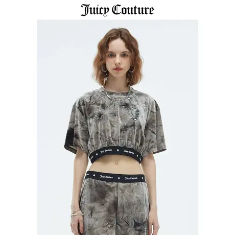 Juicy Couture橘滋T恤女2023夏季新款收腰短款扎染天鹅绒短袖上衣商品大图