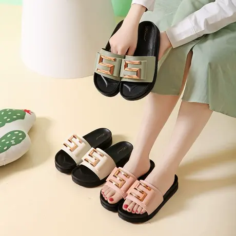 拖鞋女外穿ins潮凉拖鞋厚底沙滩鞋海边时尚2024新款夏季洗澡防滑商品大图