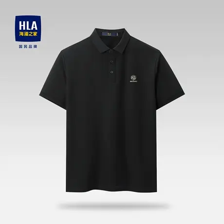 HLA/海澜之家翻领短袖POLO23夏新商务马元素小标烫钻T恤保罗衫男商品大图