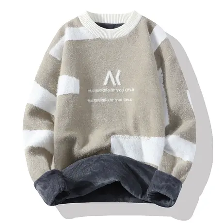 秋冬季加绒加厚毛衣男2023新款韩版潮流保暖针织衫宽松线衣打底衫商品大图