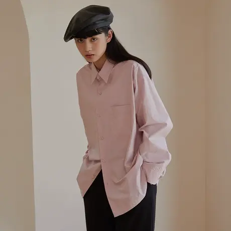 omont蛋挞家 复古设计感长袖衬衫女早秋新款宽松白色衬衣港味上衣商品大图