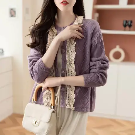 针织外套开衫女秋款女装2023年新款上衣小香风外搭开衫高级感毛衣图片