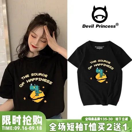 学院风学生少女卡通t恤短袖女2023新款夏ins潮牌宽松韩版半袖女夏商品大图