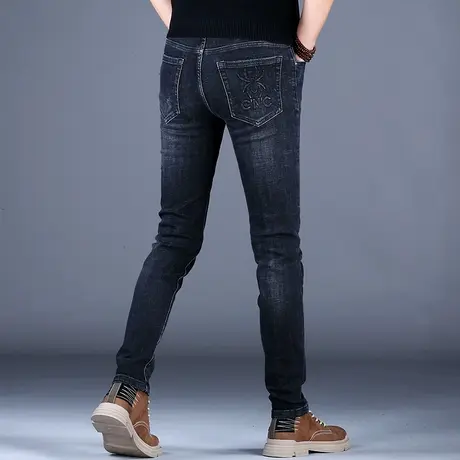 欧洲站黑色牛仔裤男2023新款春秋裤子男潮牌男款休闲百搭修身小脚商品大图