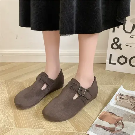 单鞋女平底2023年新款春秋文艺复古森女系牛筋软底丑萌大头鞋女鞋商品大图