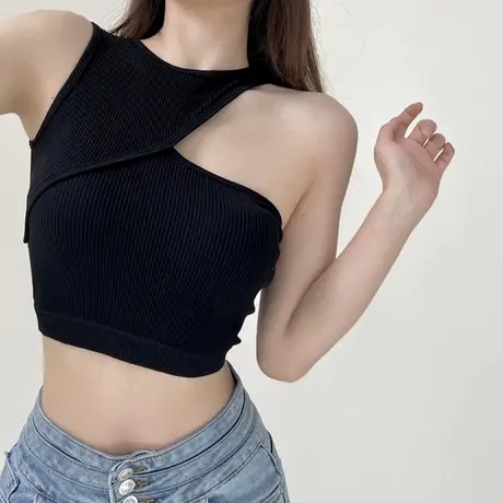 夏季打底衫女装内搭纯欲白色吊带背心外穿甜辣法式别致辣妹小上衣商品大图