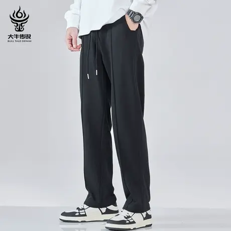 大码运动裤男宽松胖子百搭直筒卫裤休闲裤男春秋款垂坠感阔腿长裤图片