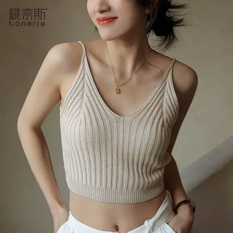 针织吊带小背心女内搭短款无袖上衣夏外穿露脐西装打底美背内衣商品大图