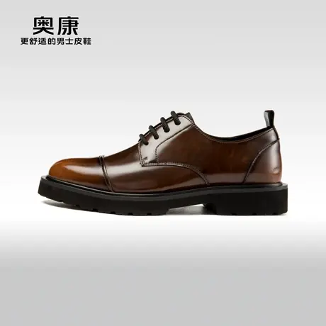 AOKANG奥康春秋季新款商务正装德比鞋男士轻质系带舒适青年皮鞋图片