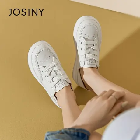 Josiny/卓诗尼小白鞋2023夏秋新款平底圆头休闲板鞋学生透气单鞋商品大图