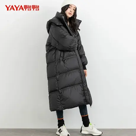 鸭鸭羽绒服女2023年秋季新款长款过膝面包服韩版时尚宽松外套H图片