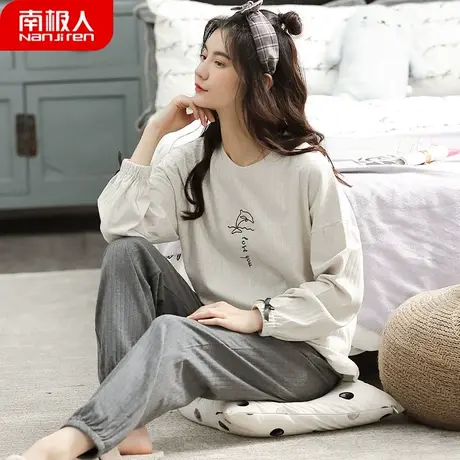 睡衣女春秋款纯棉女士长袖套装女款夏款2023年新款简画家居服秋季商品大图
