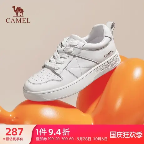 骆驼女鞋2023秋季新款经典百搭厚底小白鞋女圆头运动休闲板鞋女款商品大图