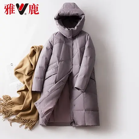 yaloo/雅鹿羽绒服连帽女中长款冬新款品牌加厚保暖宽松外套小个子商品大图