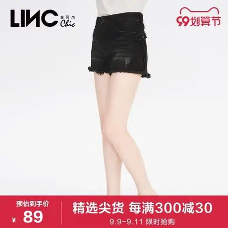 金羽杰LINC夏季新款时尚复古弧线约克绑带棉质牛仔短裤922121商品大图