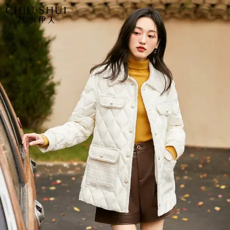 秋水伊人小香风羽绒服2023年冬装新款女装收腰气质直筒短款外套图片