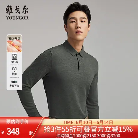 【莫代尔蓄热升温】雅戈尔男士春可机洗长袖POLO衫羊毛翻领T恤图片