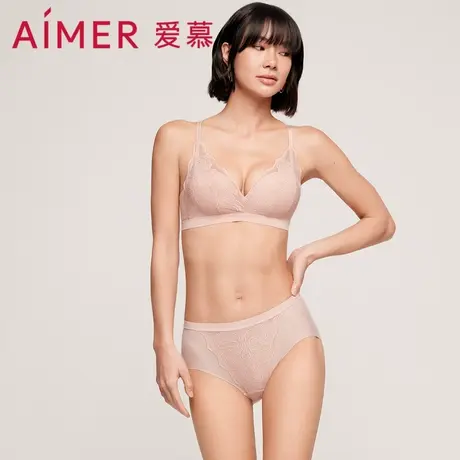 爱慕内裤女性感蕾丝弹力包臀薄款透气纯棉底裆中腰三角裤AM226491图片