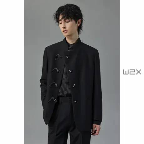 w2x秋季新中式国风立领休闲西装外套男设计感小西服高级痞帅上衣商品大图