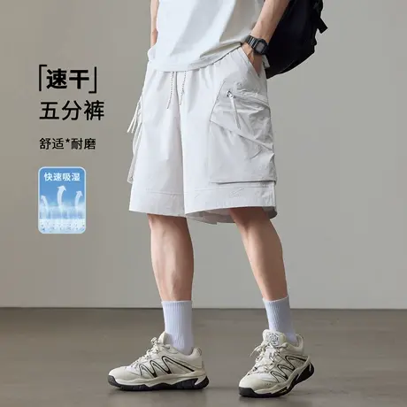 猫人冰丝速干透气五分裤男士夏季新款宽松大码潮牌运动休闲短裤子图片