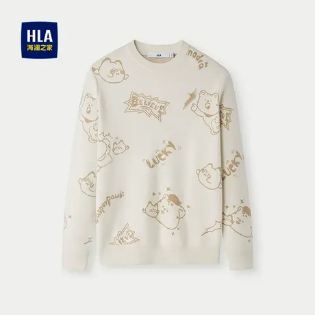 HLA/海澜之家时尚提花针织衫2025秋季新款保暖简约套头上衣男图片