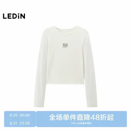 【商场同款】乐町2025春季新款撞色小图长袖T恤C2CPF1135商品大图