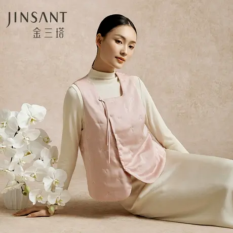 桑蚕丝羊毛新中式保暖马甲棉袄女秋冬新品优雅可外穿家居服金三塔商品大图