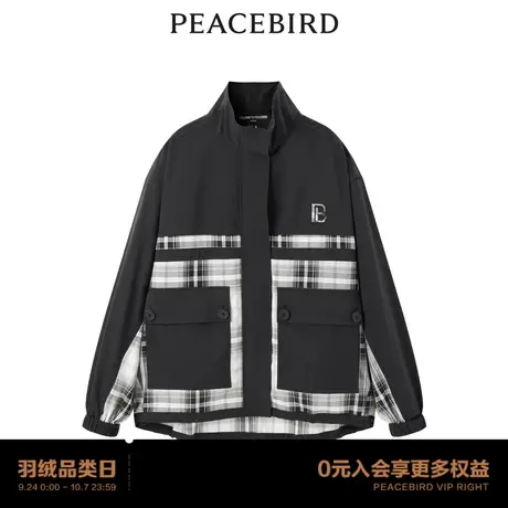 【商场同款】太平鸟女装2023年秋季新款格纹撞色外套A3BBD3202图片