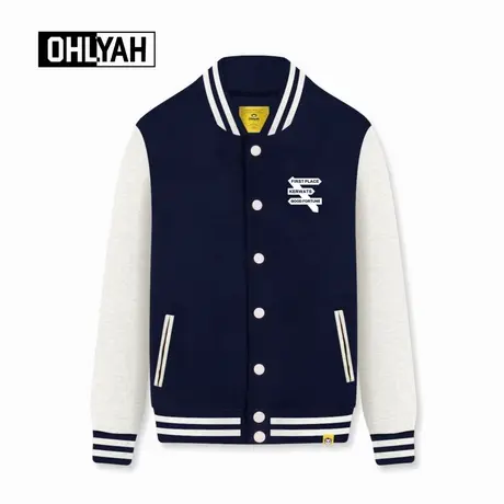 Ohlyah品牌秋冬季时尚学院风棒球服男女同款美式潮流拼接夹克外套商品大图