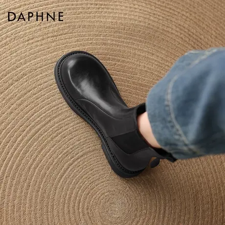 达芙妮厚底短靴女2026新款冬季加绒英伦风马丁靴圆头切尔西瘦瘦靴商品大图