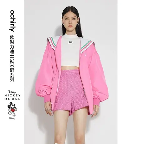 【七七酱专享】迪士尼米奇系列欧时力棉衣外套中长海军领宽松休闲图片