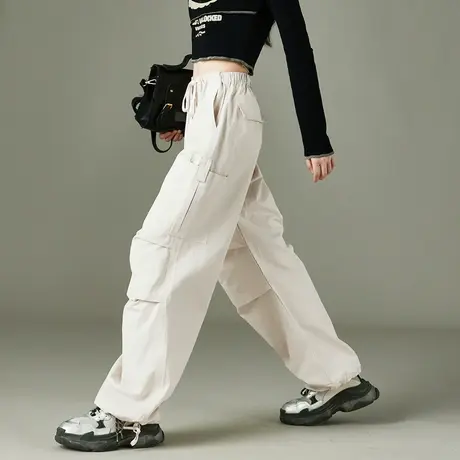 yep美式工装裤女小个子降落伞裤jazz街舞辣妹阔腿裤高街运动裤秋商品大图