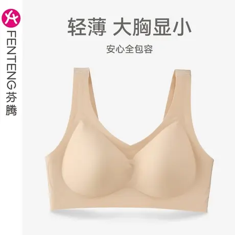 芬腾内衣女大胸显小上托防下垂文胸光面舒适无痕无钢圈收副乳胸罩商品大图