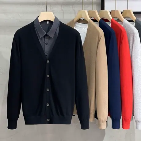 2025春秋季新款针织开衫男毛衣外套外穿韩版潮流休闲V领毛线衫男商品大图