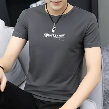 莫代尔夏季男t恤短袖潮牌潮流ins圆领上衣服男装冰丝冰感夏装半袖商品大图