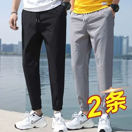 夏季男裤子冰丝薄款休闲裤男士直筒宽松百搭男款运动裤空调夏裤商品大图