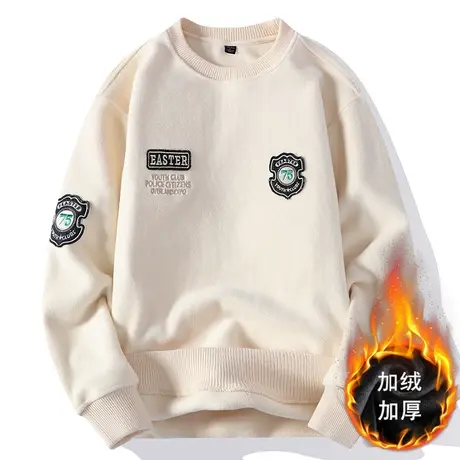 卫衣男士圆领2023年秋冬季新款爆款加绒加厚休闲奥粒绒保暖打底衫商品大图