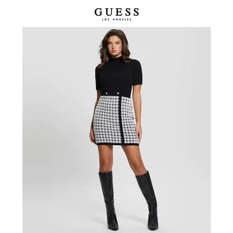 【38上新季】GUESS 女士格纹针织毛线简约通勤连衣裙图片