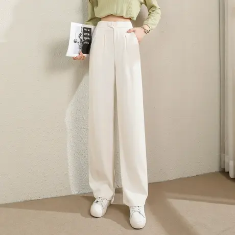 时尚气质休闲直筒裤2023年夏季新款女士宽松百搭高腰显瘦通勤长裤商品大图