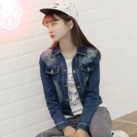 牛仔外套女短款修身韩版潮百搭学生长袖春秋牛仔服上衣弹力863图片