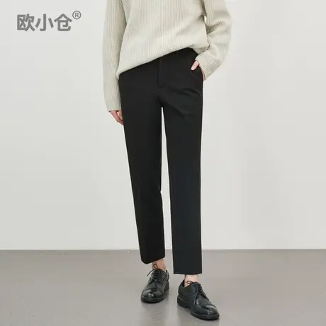欧小仓 轻松呢系列 秋冬毛呢感九分烟管裤显瘦窄管裤通勤ol西装裤商品大图