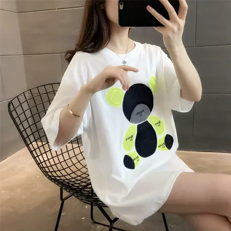 短袖女2023年春装新款夏装宽松白色t恤女中长款上衣服打底衫ins潮图片