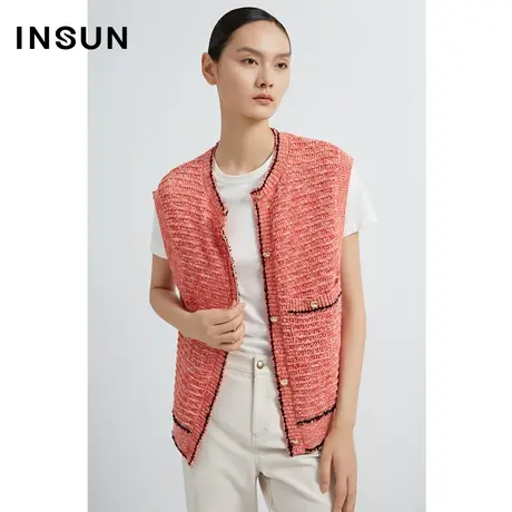 INSUN恩裳线上专选春季肌理感小香风针织马甲图片
