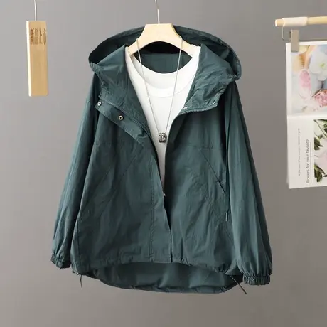 休闲连帽外套女春秋2024新款秋冬宽松美式夹克上衣大码风衣外套潮图片