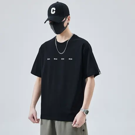 圆领短袖t恤男士夏季半袖无领体恤男生短t青少年帅气上衣2023新款图片