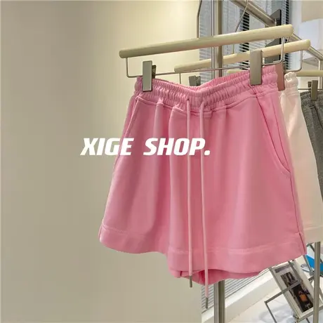 休闲运动短裙裤女夏高腰显腿长a字小个子百搭宽松阔腿假两件短裤商品大图