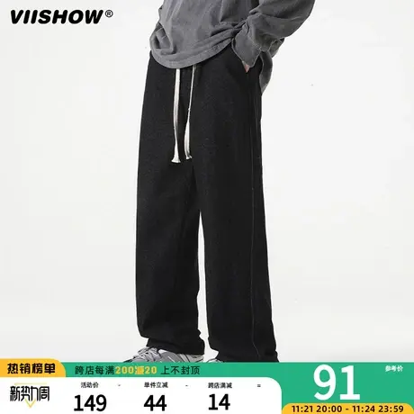 VIISHOW牛仔裤男春秋新款直筒宽松潮牌阔腿裤男生痞帅vibe长裤子商品大图