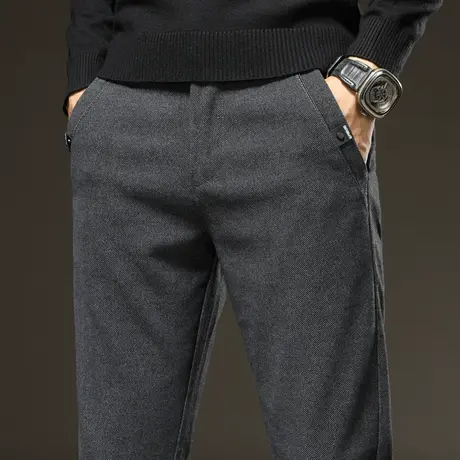 春季男裤子宽松裤男士休闲长裤直筒松紧腰系皮带潮流百搭男装春装商品大图