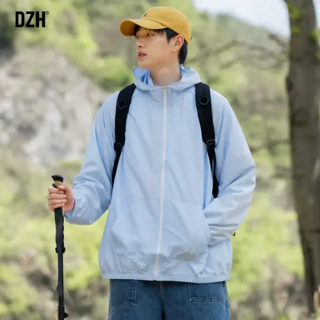 男士连帽冰丝薄外套男款夏季户外运动休闲上衣潮流百搭冲锋衣夹克图片
